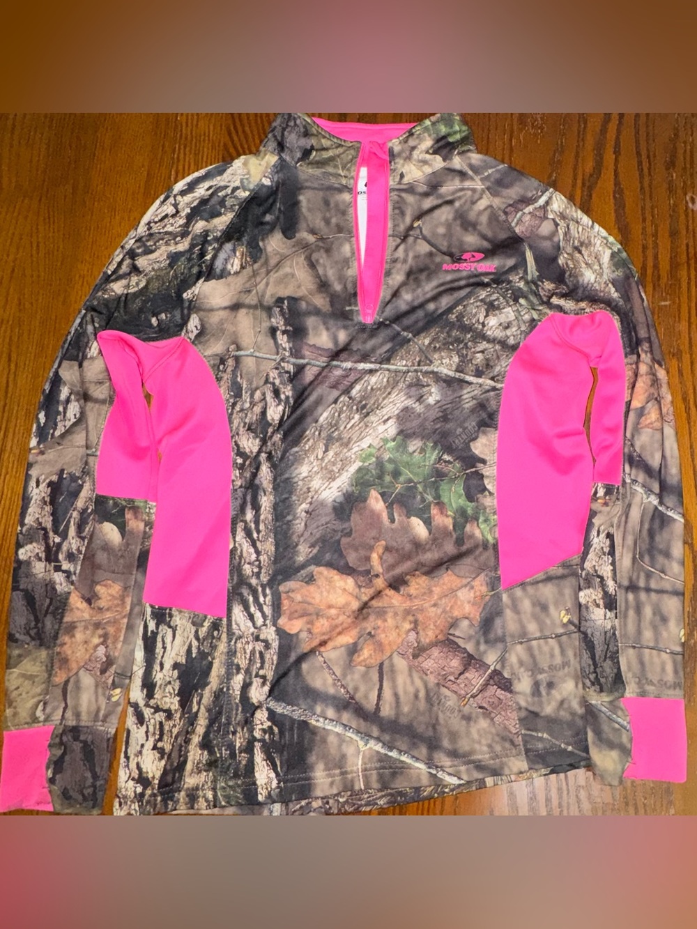 Mossy Oak Women’s Large Realtree Camo 1/4 Zip Performance Pullover Pink Hunting